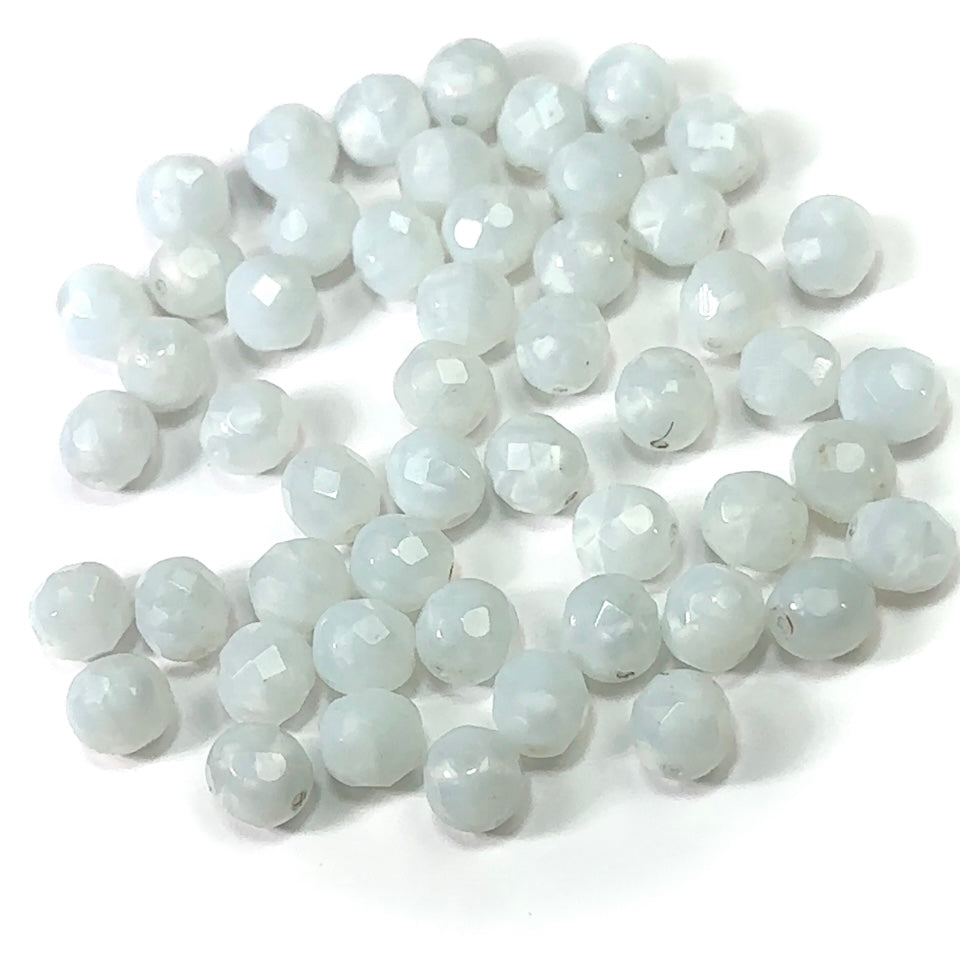 Satin Opal loose Traditional Czech Fire Polished Round Faceted Glass Beads 8mm 50pcs