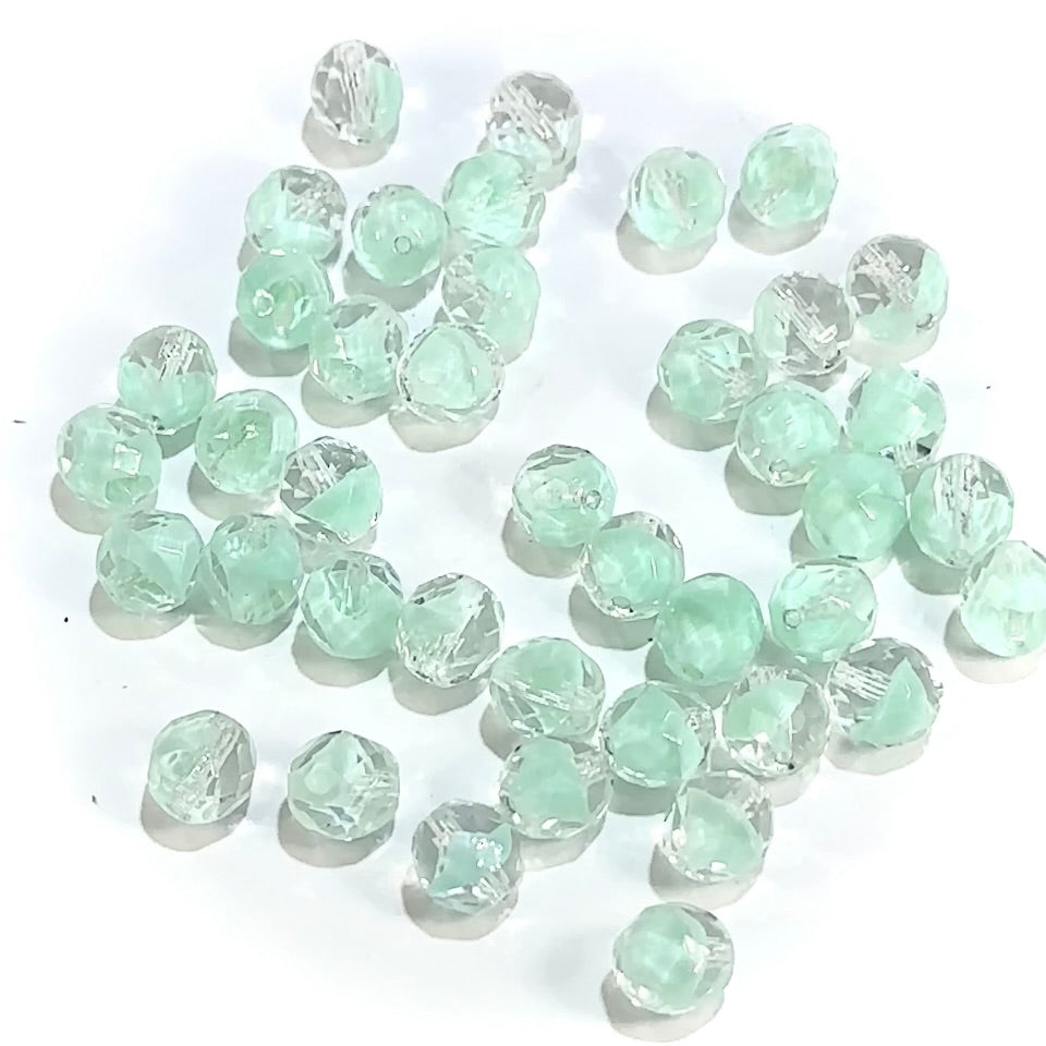 Crystal Green Givre 2-tone Traditional Czech Fire Polished Round Faceted Glass Beads 10mm 40pcs CF267