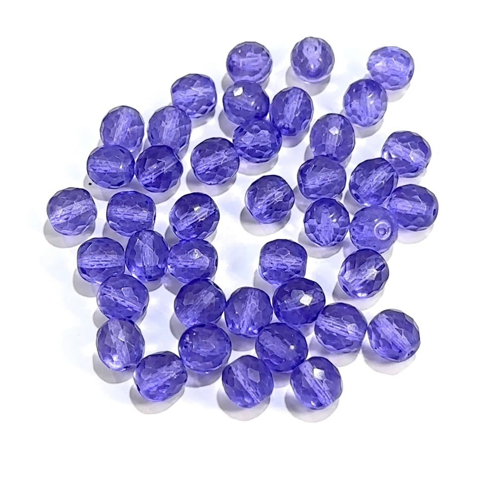 Crystal Purple Tanzanite Coated Traditional Czech Fire Polished Round Faceted Glass Beads 10mm 40pcs J770