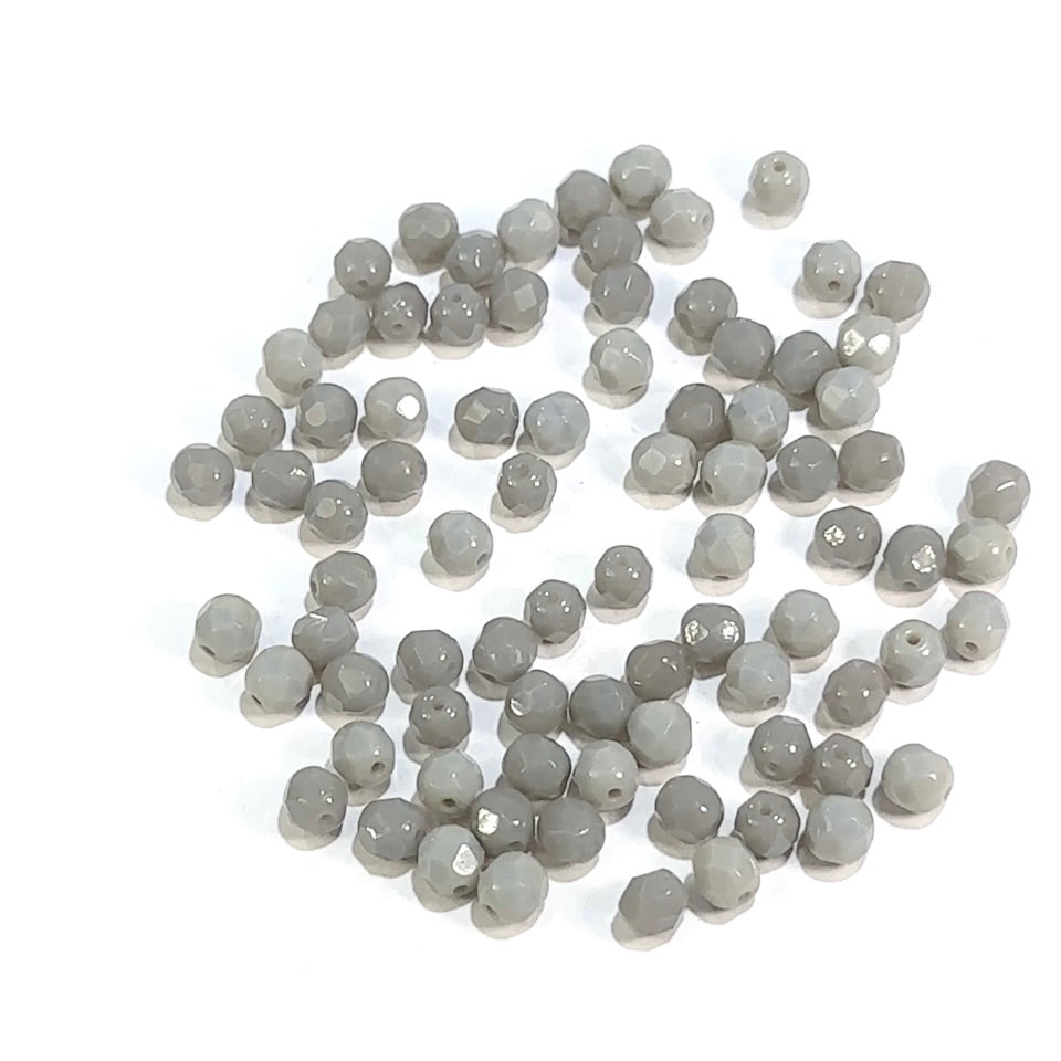 Grey Opal Traditional Czech Fire Polished Round Faceted Glass Beads 6mm 10mm