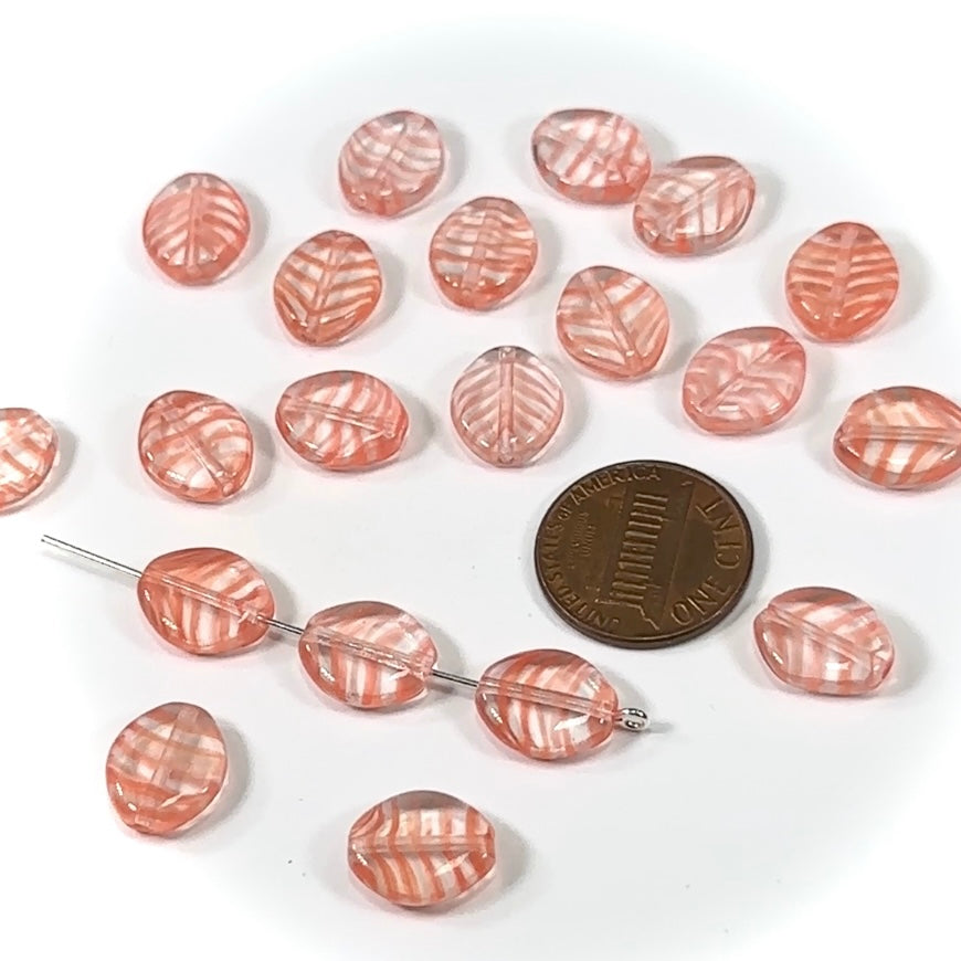 Czech Pressed Druk Smooth Flat Oval Glass Beads Crystal Red Striped 12x10mm 20pcs CL014