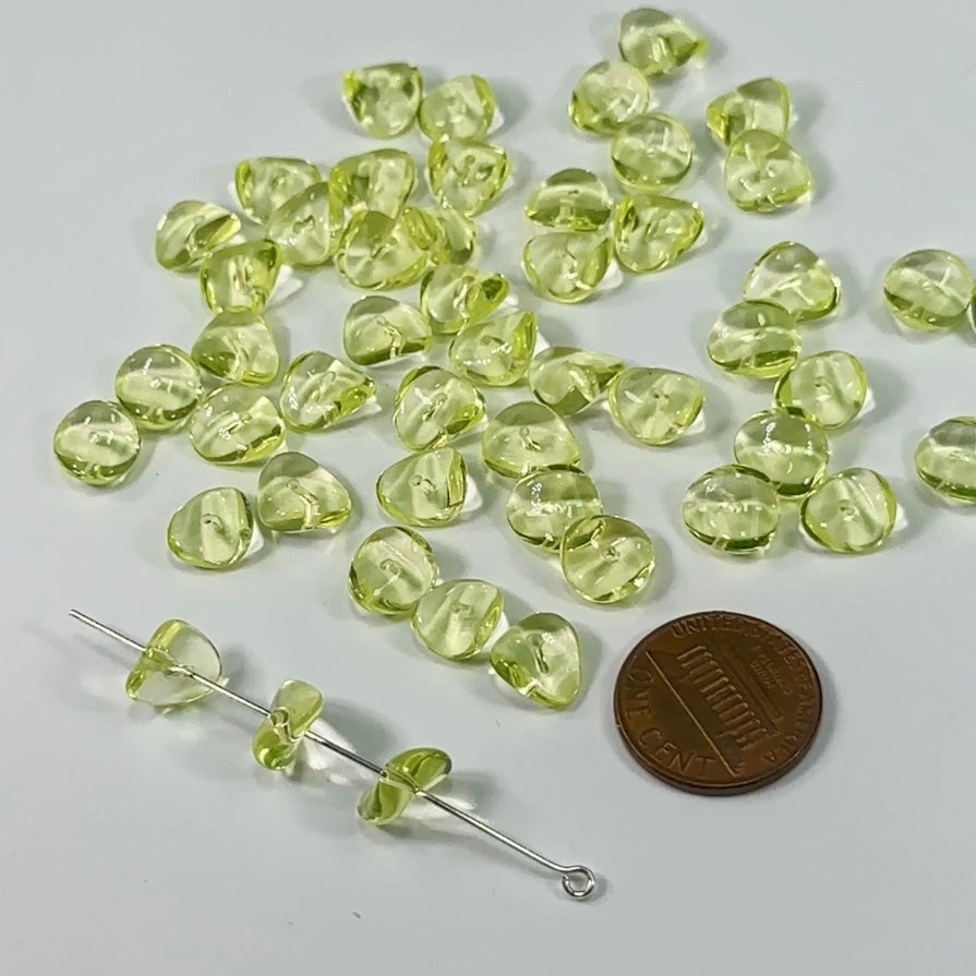 Czech Pressed Druk Flat Center Drilled Spacer Glass Beads Yellow neon 4x10mm 50pcs CL060