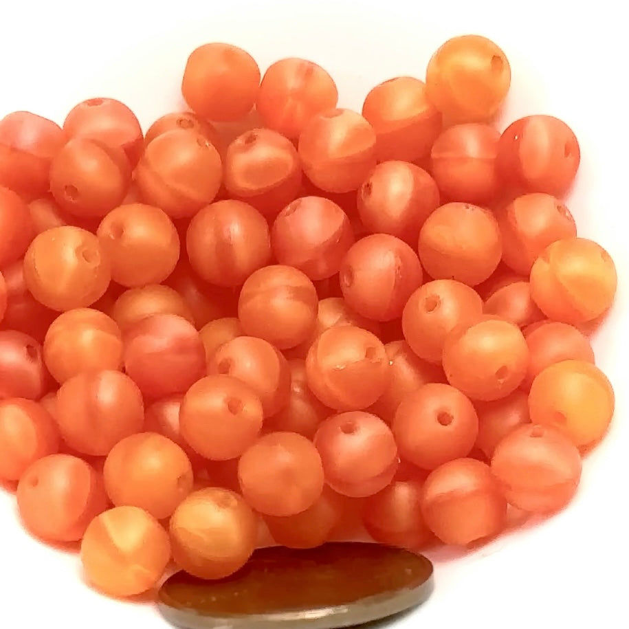 Czech Pressed Druk Round Smooth Glass Beads 6mm Orange Opal Matted 80 pieces CL072
