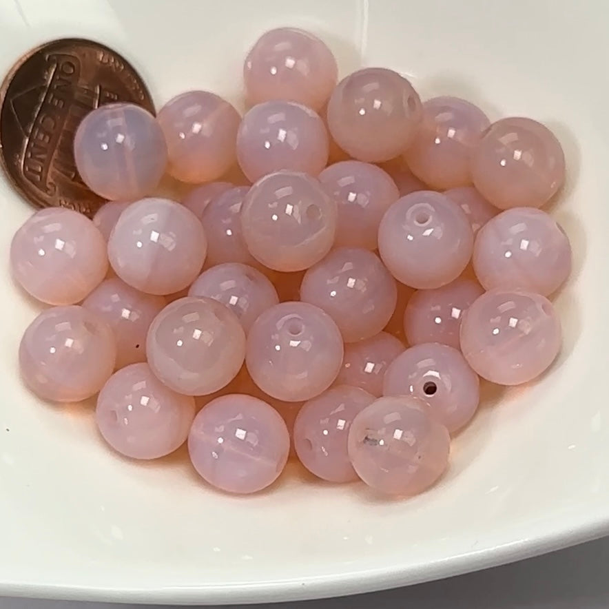 Czech Pressed Druk Round Smooth Glass Beads 10mm Pink Opal Solid 40 pieces CL092