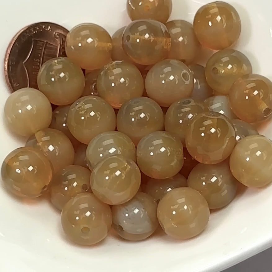 Czech Pressed Druk Round Smooth Glass Beads 10mm Beige Opal 40 pieces CL094