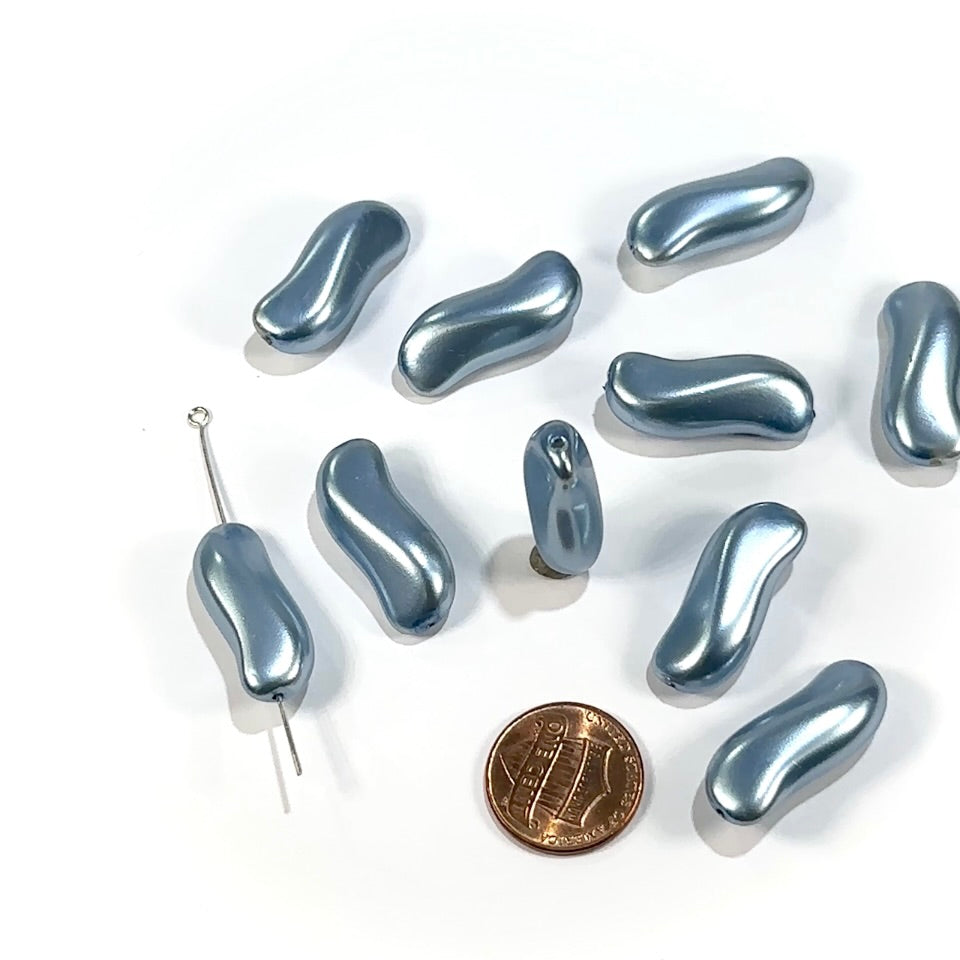 Czech Fancy S-shaped Glass Pearls 27x12mm Light Blue Pearl color 10 pieces CL1022