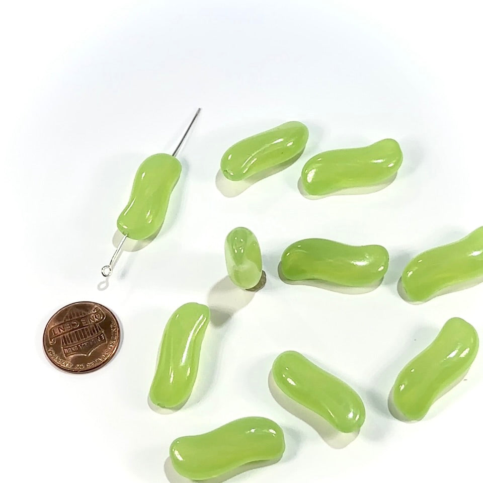 Czech Fancy S-shaped Glass Beads 27x12mm Light Green 10 pieces CL1024