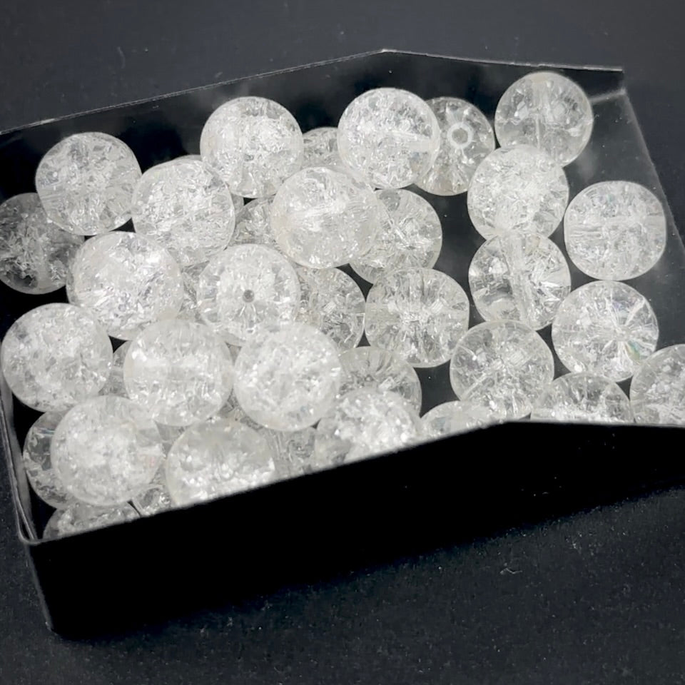 Czech Pressed Druk Round Smooth Glass Beads 10mm Crystal Crackle Finish 40 pieces CL1062