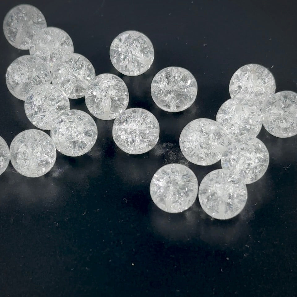 Czech Pressed Druk Round Smooth Glass Beads 12mm Crystal Crackle Finish 18 pieces CL1063