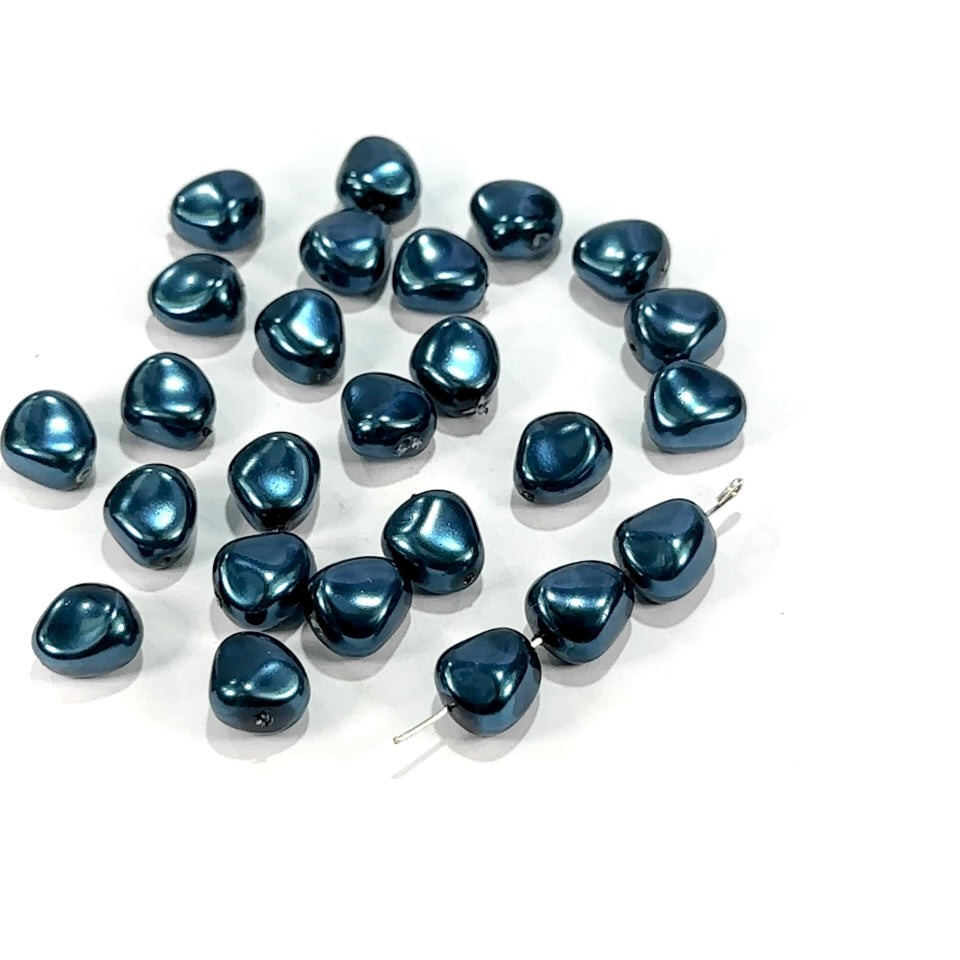Czech Fancy Glass Pearls Cobalt Blue Pearl 12x11mm 25pcs CL1128