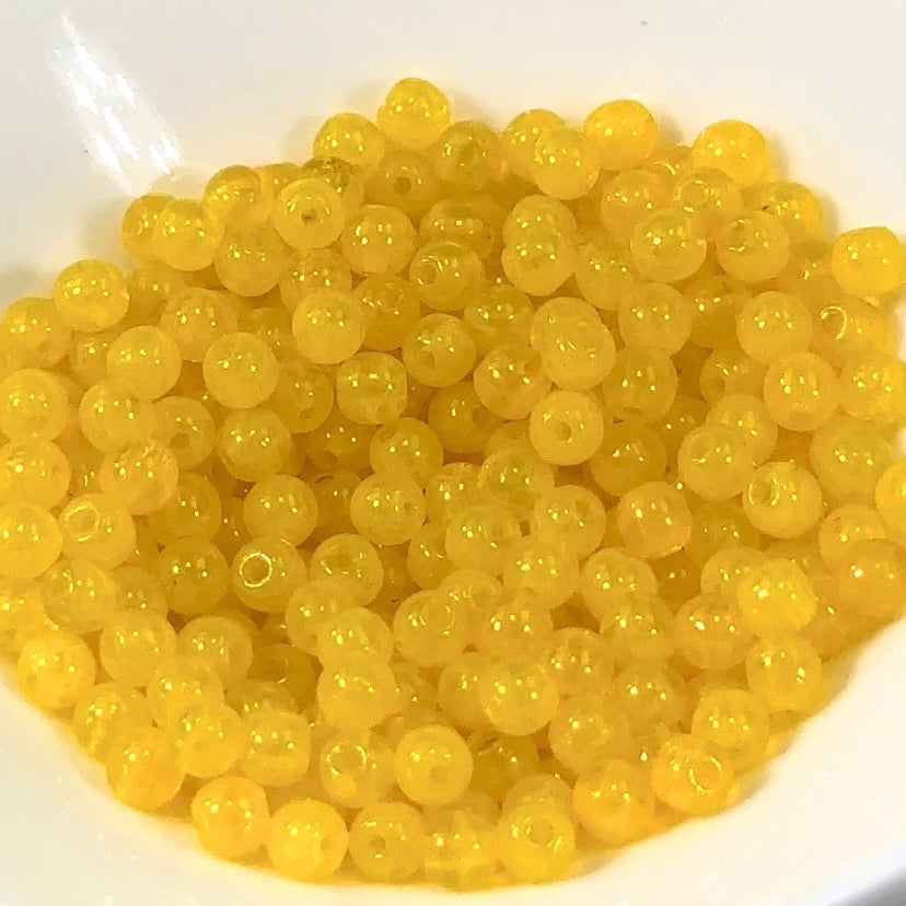 Czech Pressed Druk Round Smooth Glass Beads 4mm Yellow Opal Milky 100 or 300 pieces CL149