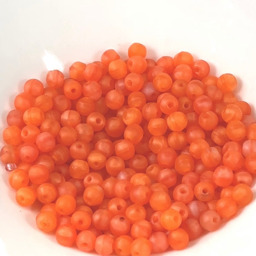 Czech Pressed Druk Round Smooth Glass Beads 6mm Orange Opal Matt 80 pieces CL853