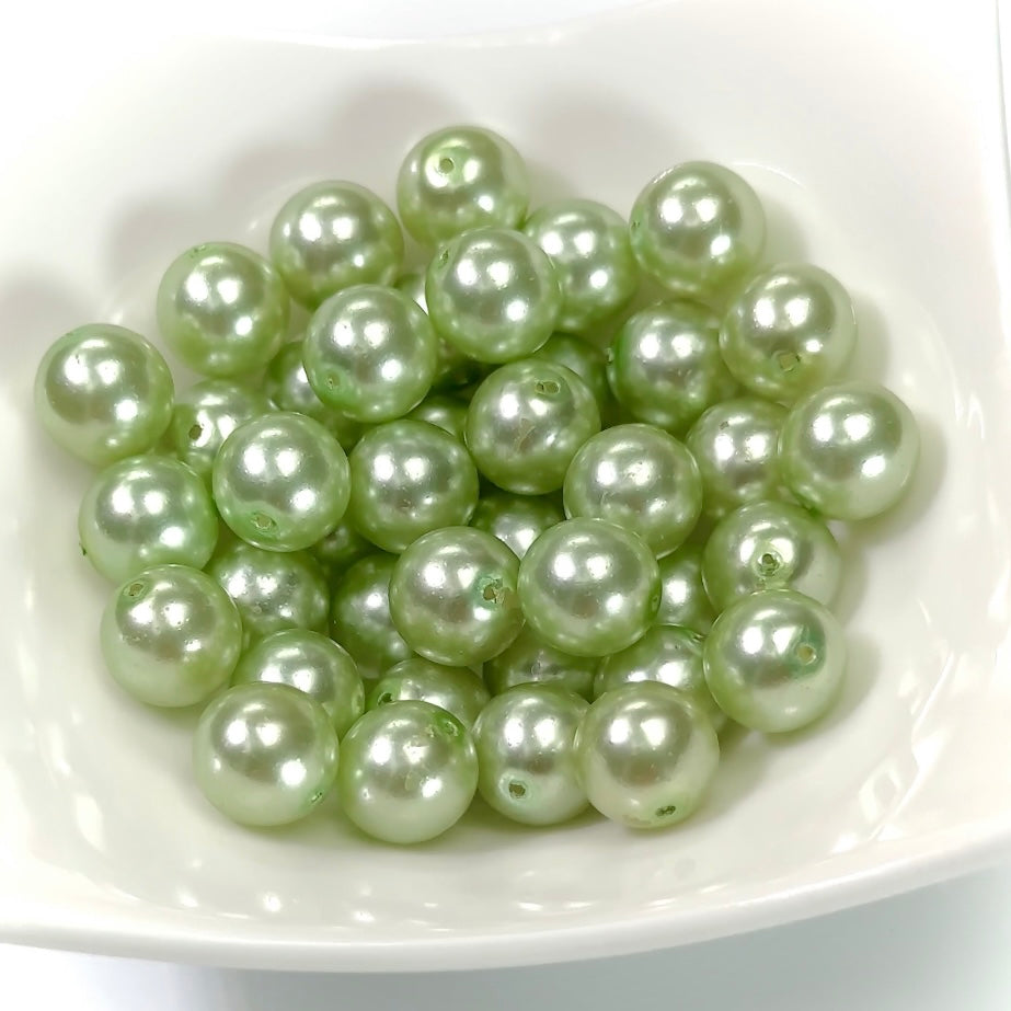 Czech Round Glass Imitation Pearls Light Green Olivine Pearl color 8mm 10mm