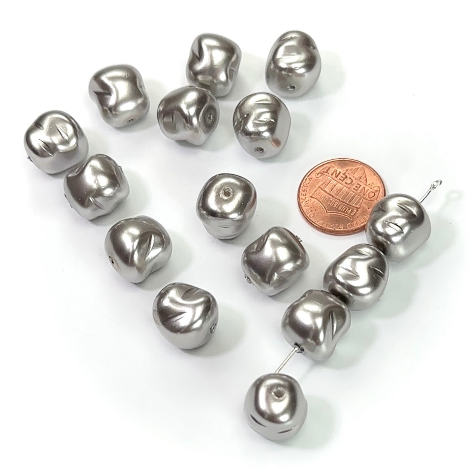 Czech Baroque Glass Pearls 13x12mm Light Grey color 20 pieces CL162