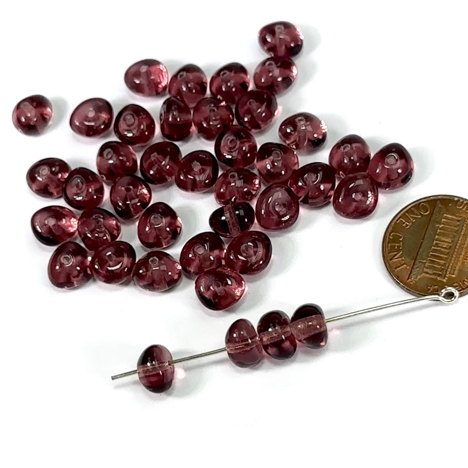 Czech Pressed Druk Irregular Fancy Glass Beads 6x9mm Amethyst purple 40 pcs CL361