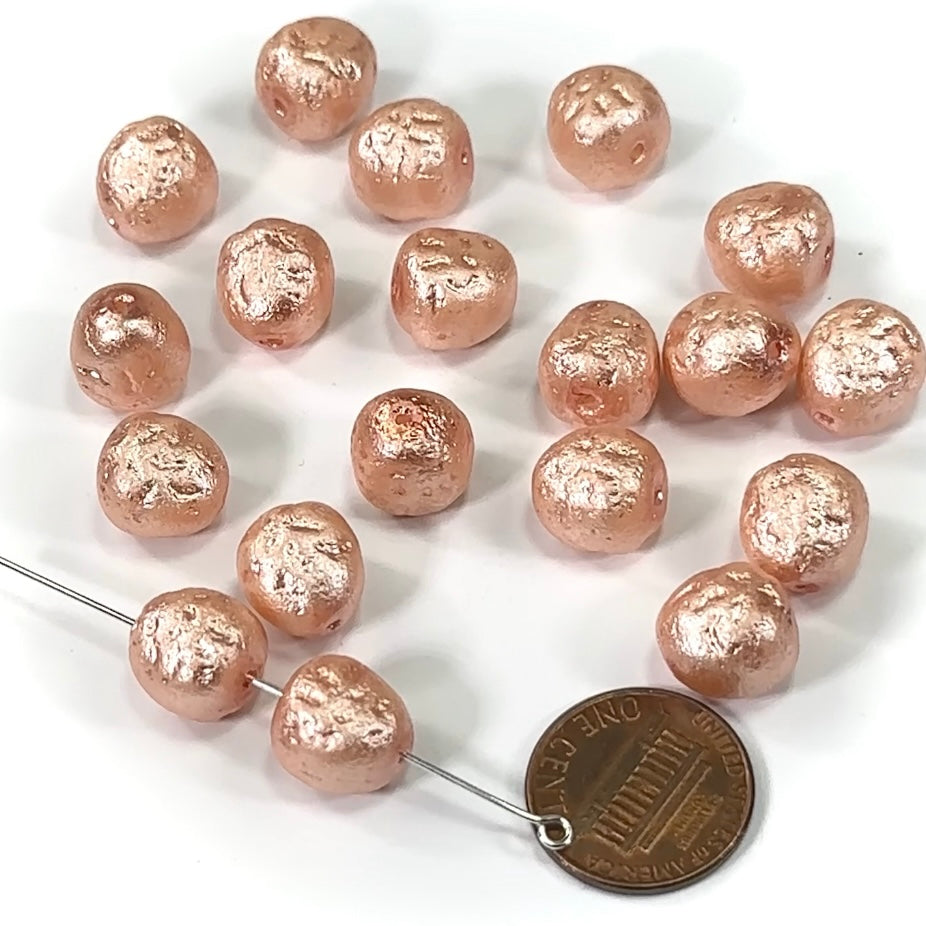 Czech Fancy Irregular Rustic Glass Pearls 12x10mm Pink Matted Pearl color 18 pieces CL548