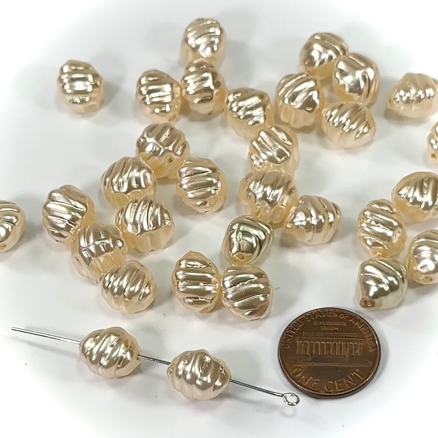 Czech Fancy Glass Pearls 12x11mm Cream Pearl color 30 pieces CL593