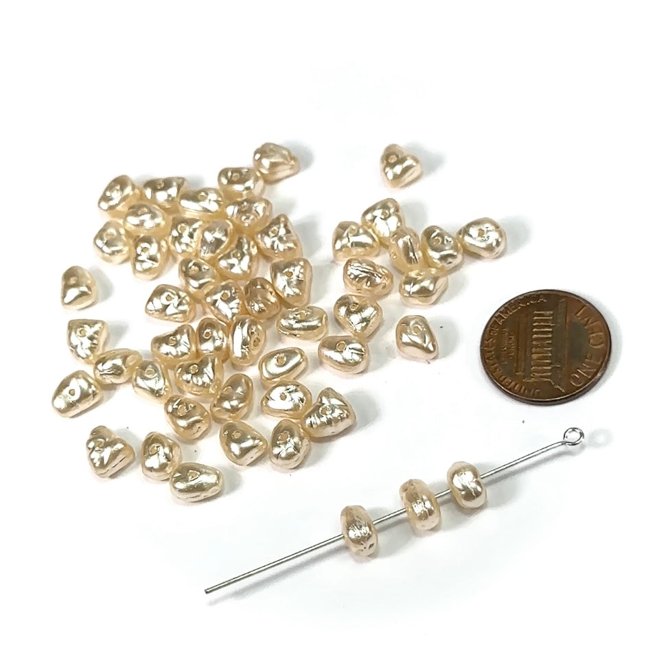 Czech Nugget Triangle Glass Pearls 5x7mm Vintage Cream Imitation Pearl 50 pcs CL691