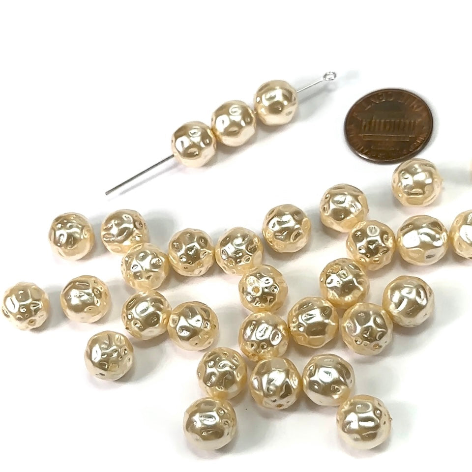 Czech Fancy Round Glass Pearls 10mm Cream Pearl color 30 pieces CL693