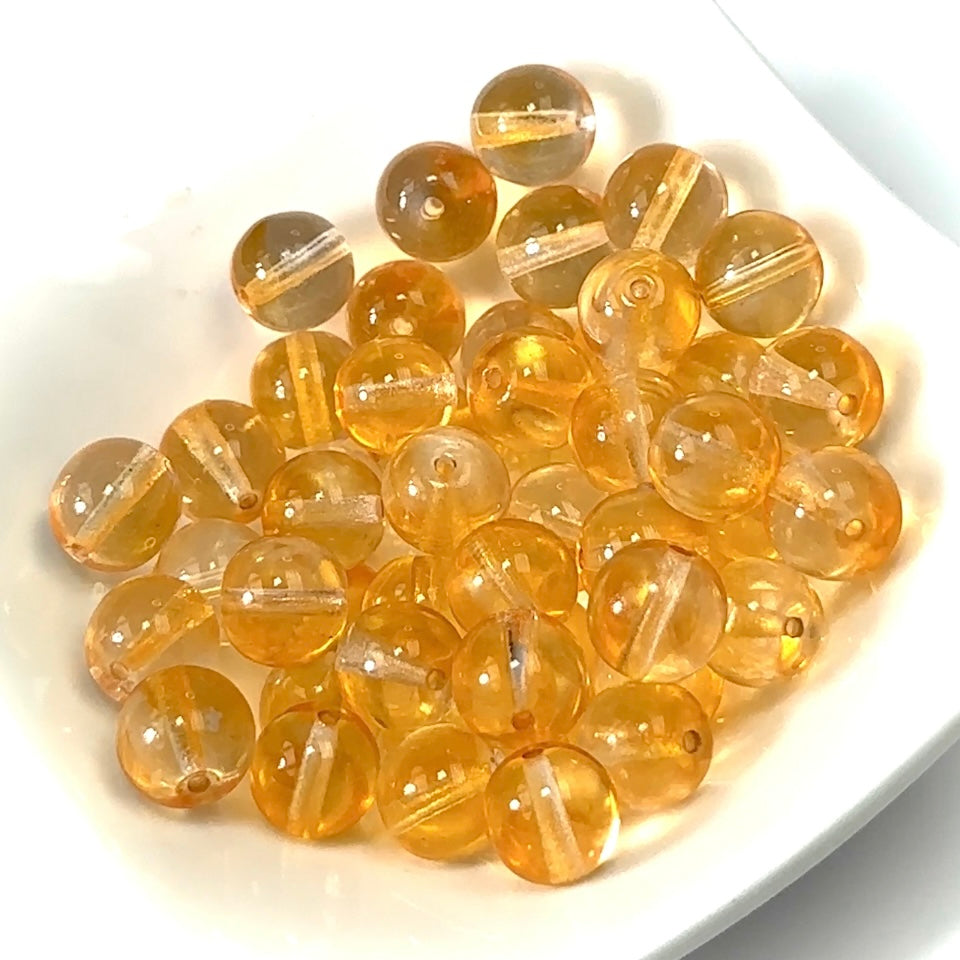 Czech Pressed Druk Round Smooth Glass Beads 10mm Crystal Topaz Luster 40 pieces CL730
