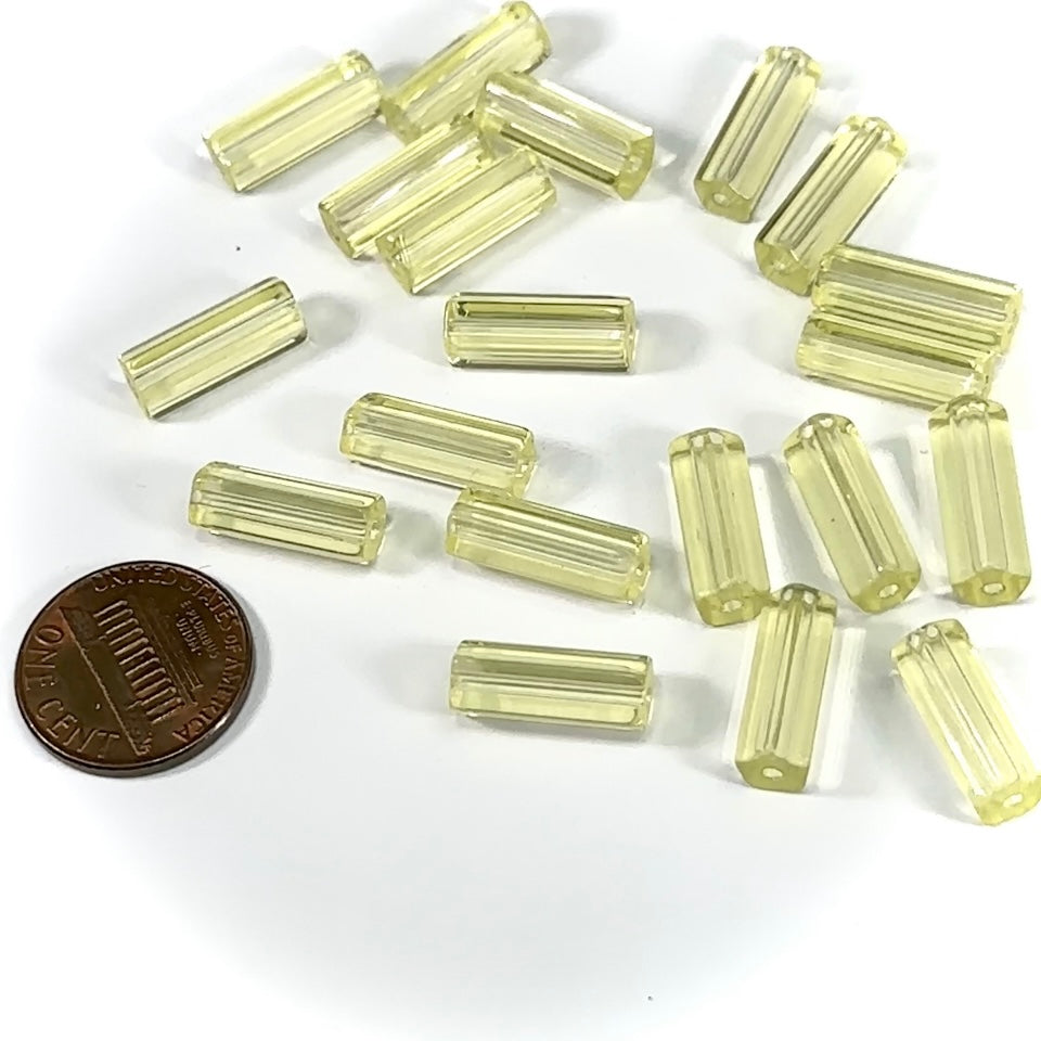 Czech Glass Atlas Tube Beads 15x6mm Yellow 20 pieces CL774