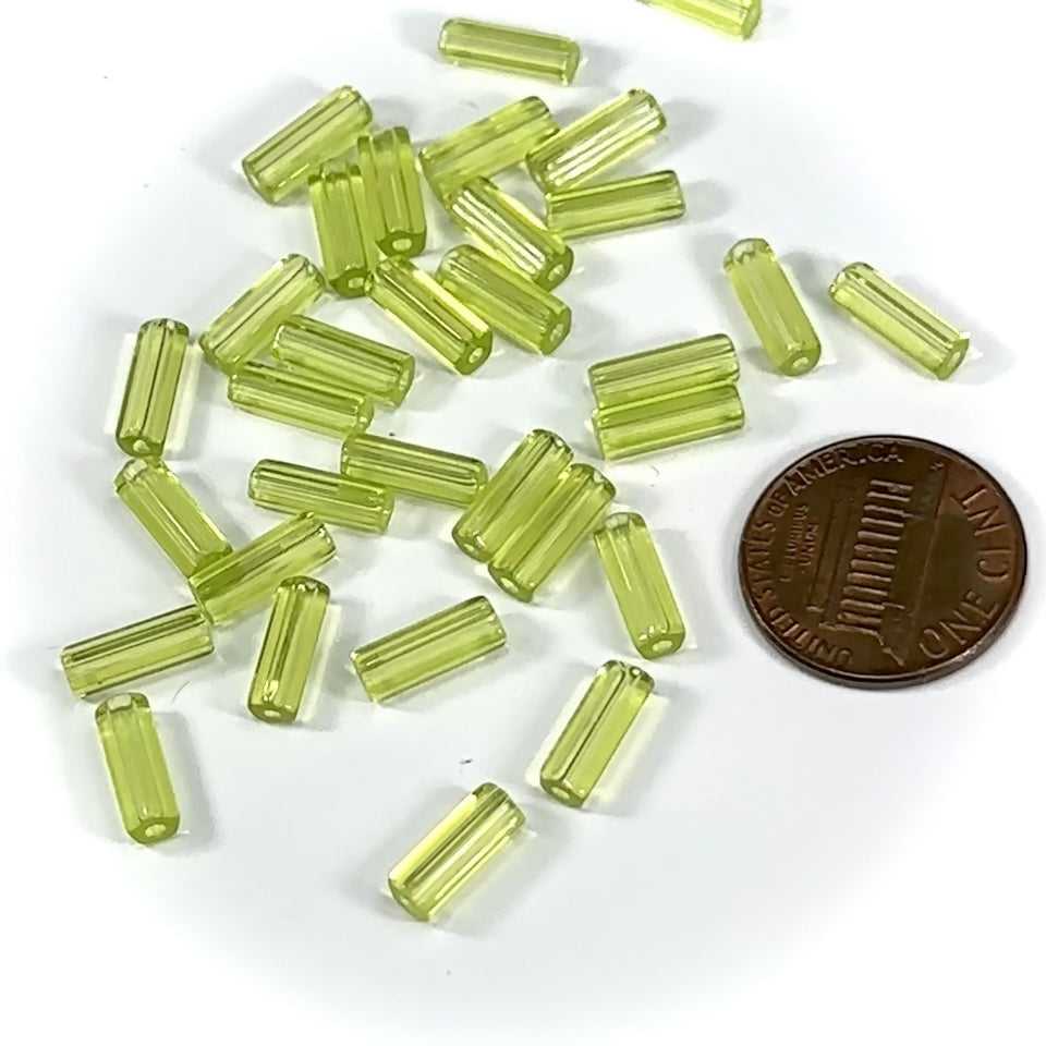 Czech Glass Atlas Tube Beads 10x4mm Yellow 30 pieces CL779