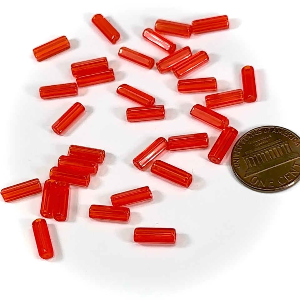 Czech Glass Atlas Tube Beads 10x4mm Hyacinth Orange 30 pieces CL781