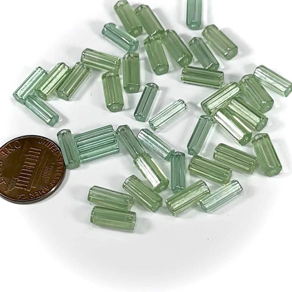 Czech Glass Atlas Tube Beads 10x4mm Light Green 30 pieces CL790