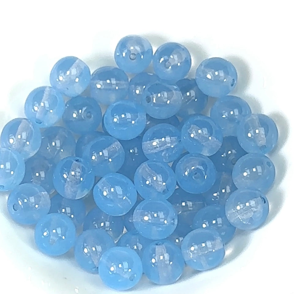 Czech Pressed Druk Round Smooth Glass Beads 8mm Light Blue 50 pieces CL798