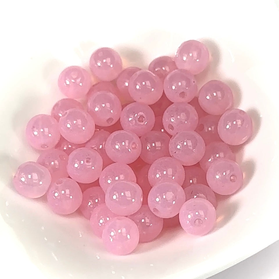 Czech Pressed Druk Round Smooth Glass Beads 8mm Light Pink 50 pieces CL800