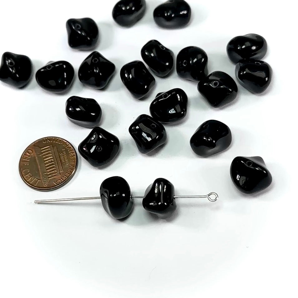 Czech Pressed Druk Glass Beads 9x13mm Jet Black 20 pieces CL823