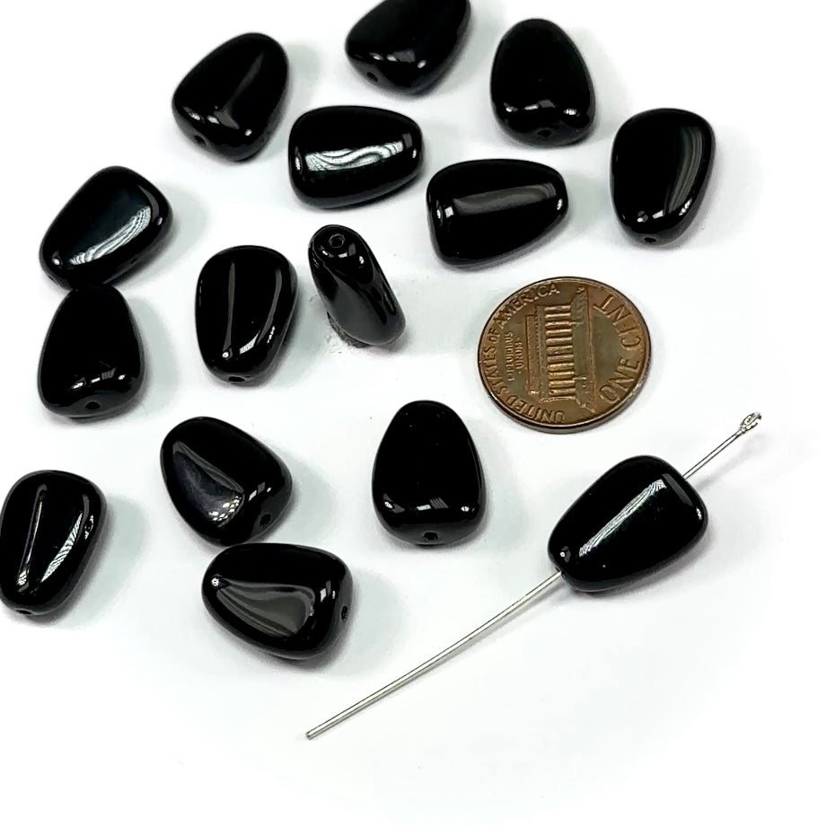 Czech Pressed Druk Glass Beads 20x12mm Jet Black 15 pieces CL824