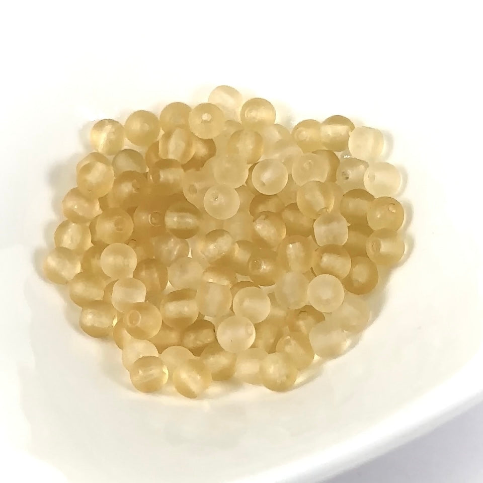 Czech Pressed Druk Round Smooth Glass Beads 4mm Light Topaz Matted 100 pieces CL841