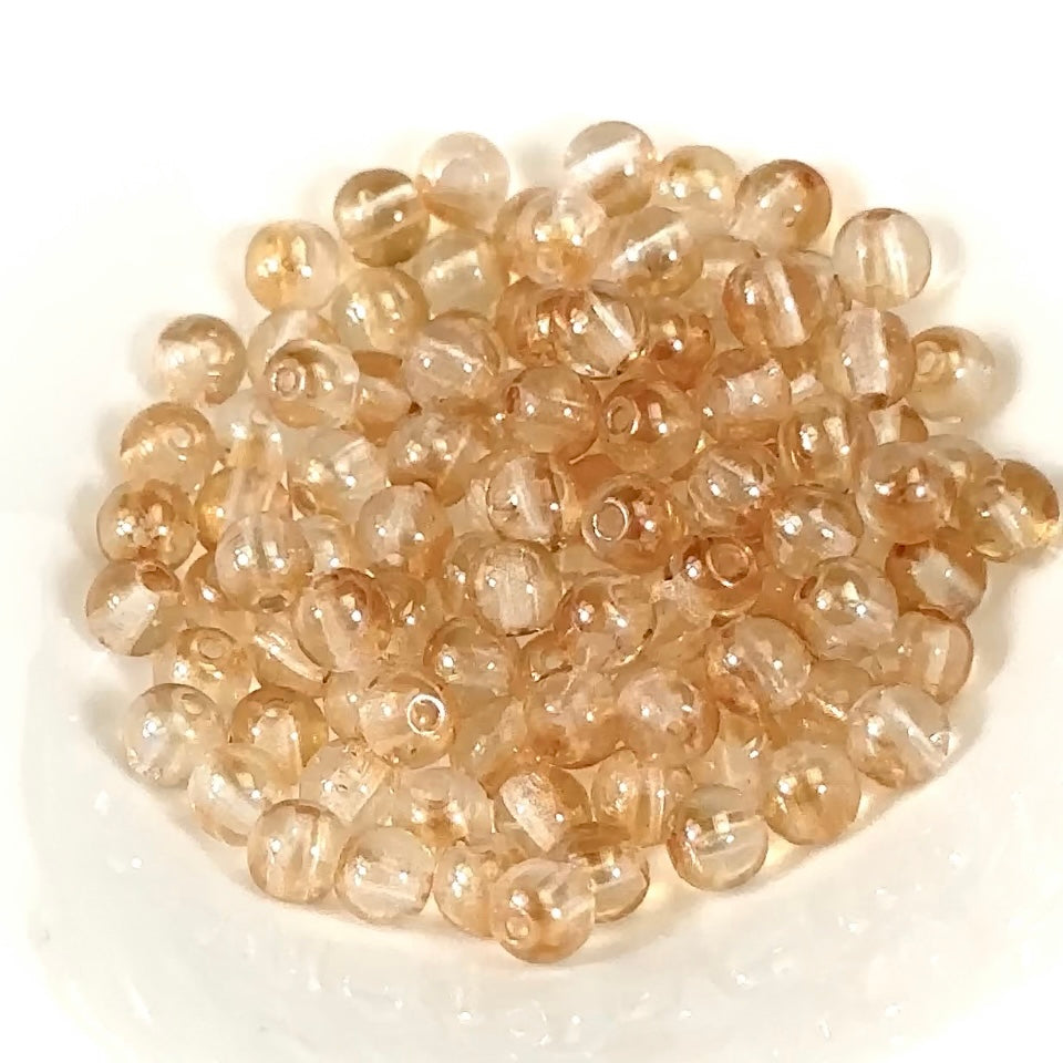 Czech Pressed Druk Round Smooth Glass Beads 4mm Orange Luster 100 pieces CL849