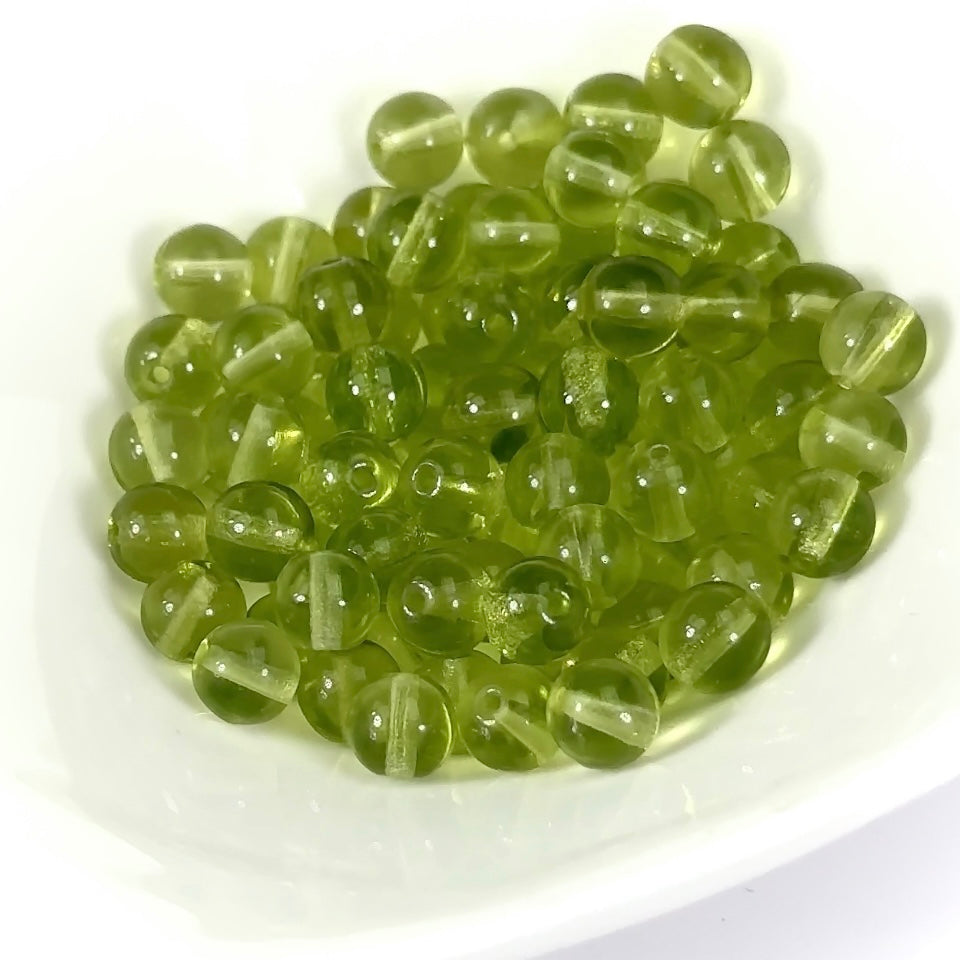 Czech Pressed Druk Round Smooth Glass Beads 6mm Green 80 pieces CL855