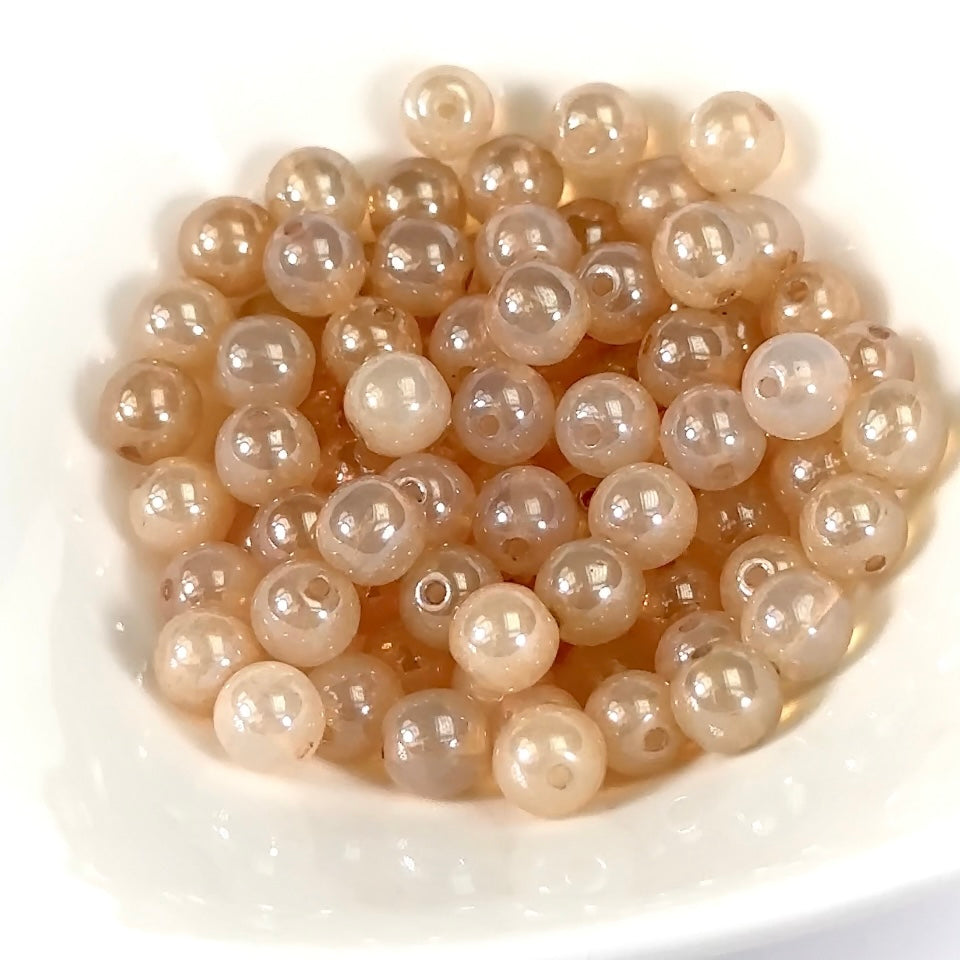 Czech Pressed Druk Round Smooth Glass Beads 6mm Beige Opal 80 pieces CL856