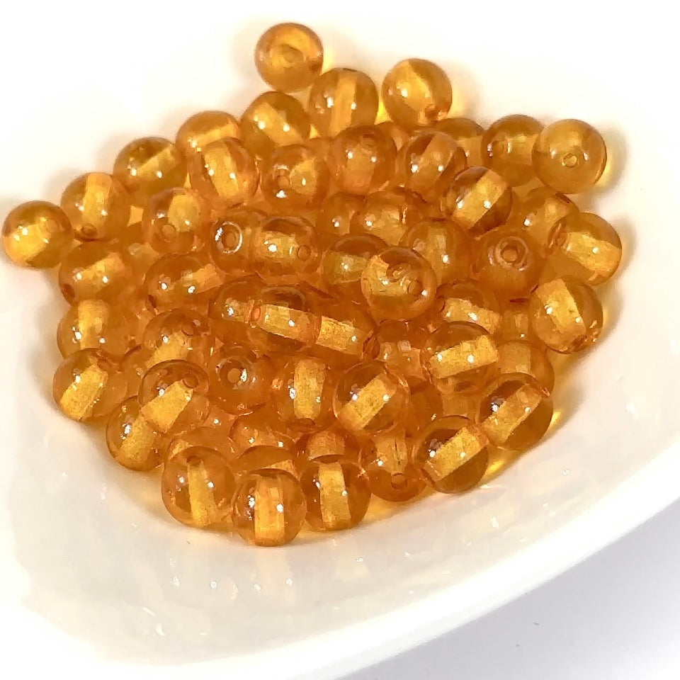 Czech Pressed Druk Round Smooth Glass Beads 6mm Topaz 80 pieces CL861