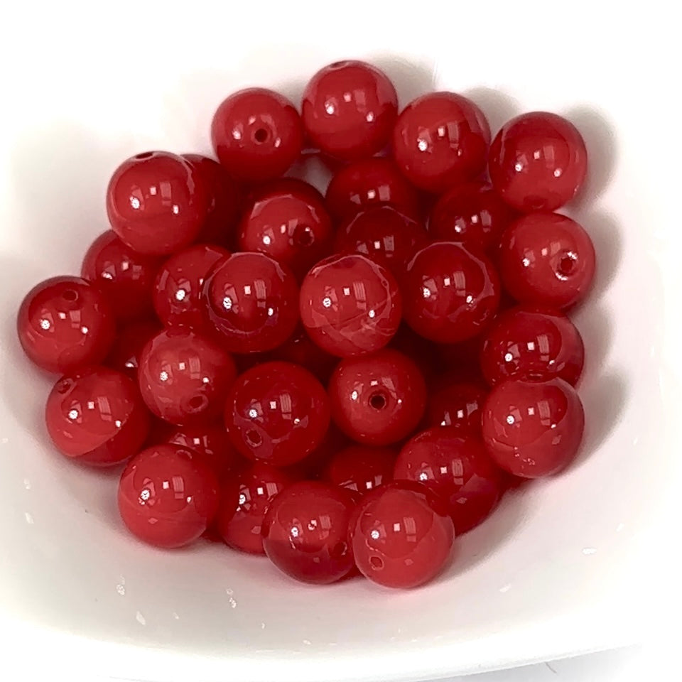 Czech Pressed Druk Round Smooth Glass Beads 10mm Light Red Opal 40 pieces CL913
