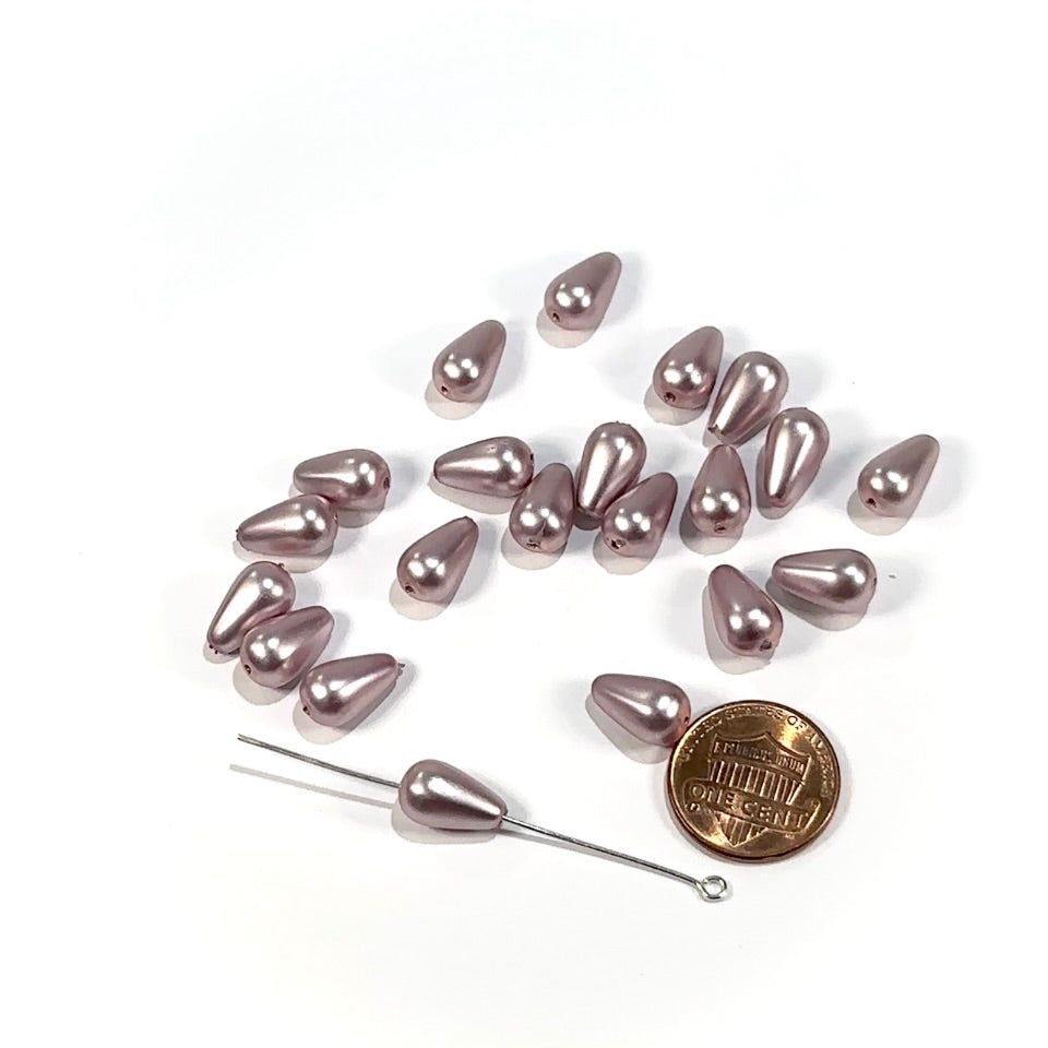 Czech Pear Shaped Glass Pearls 12x7mm Light Pink Pearl color 20 pieces CL963