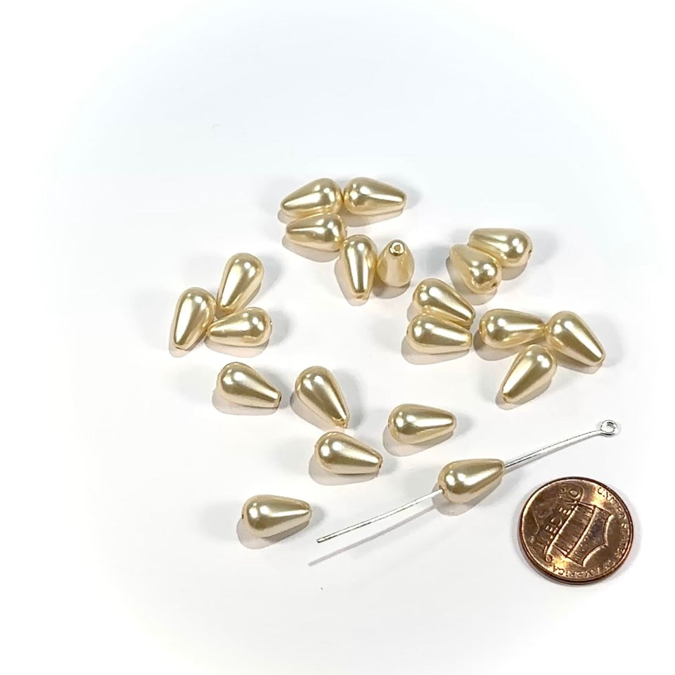 Czech Pear Shaped Glass Pearls 12x7mm Cream Pearl color 20 pieces CL968