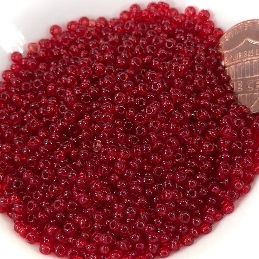Rocailles size 10/0 2.3mm Ruby Red Transparent Preciosa Ornela Traditional Czech Glass Seed Beads 30grams 1 oz CS016