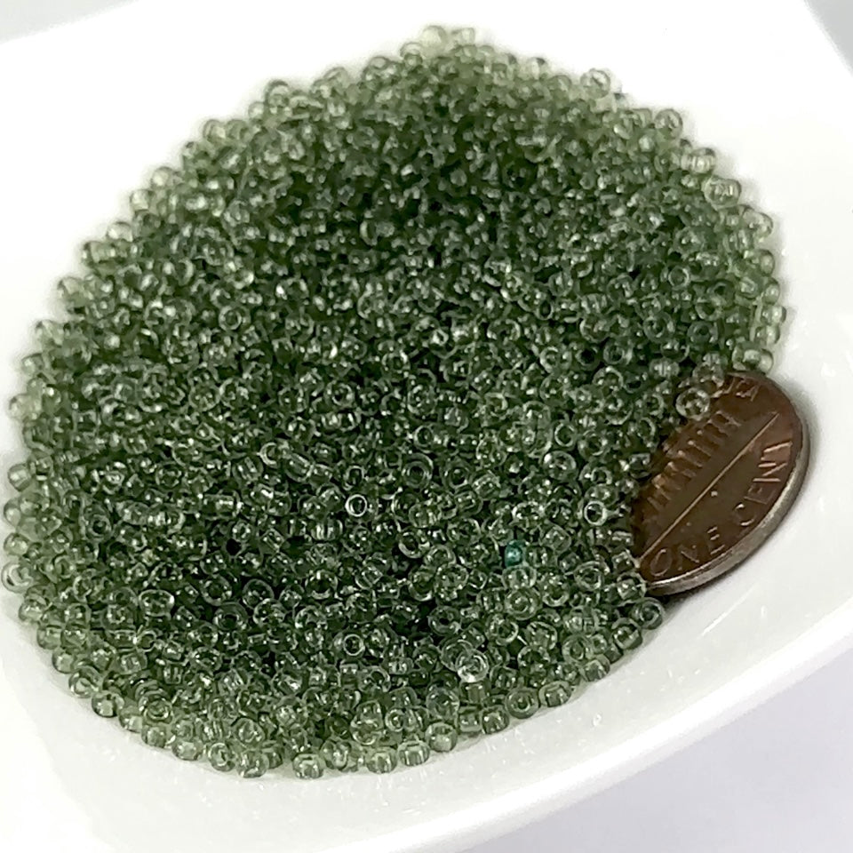 Rocailles size 10/0 2.3mm Crystal Green Luster Preciosa Ornela Traditional Czech Glass Seed Beads 30grams 1 oz CS076