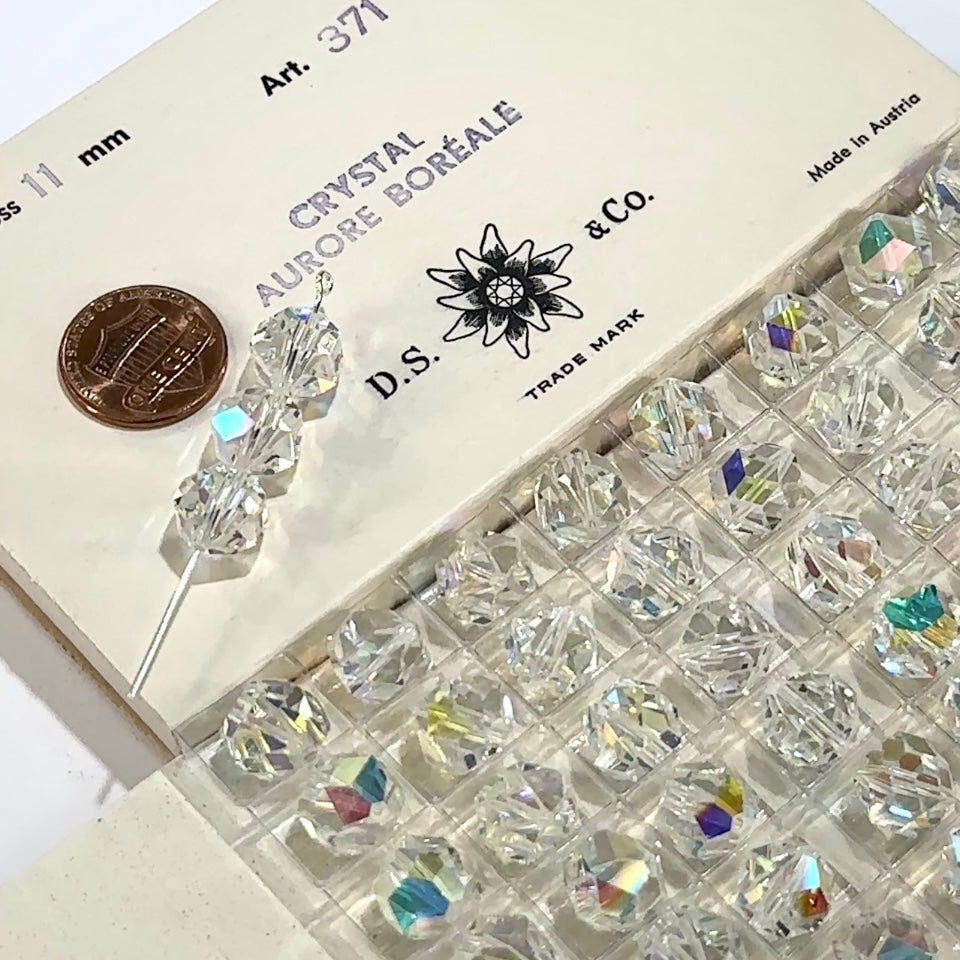 Swarovski Art.# 371-5007 - 11mm Crystal AB 48pcs Vintage Rocky Cut Crystal Beads G07