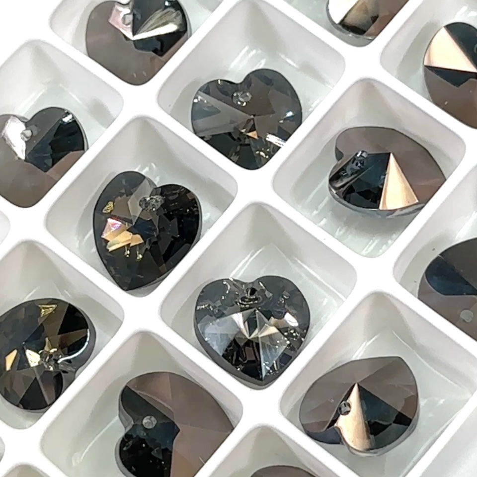 Crystal Valentinite Bronze Preciosa Genuine Czech Crystals 1-Hole Top Drilled Heart Pendants 14mm 6pcs J138