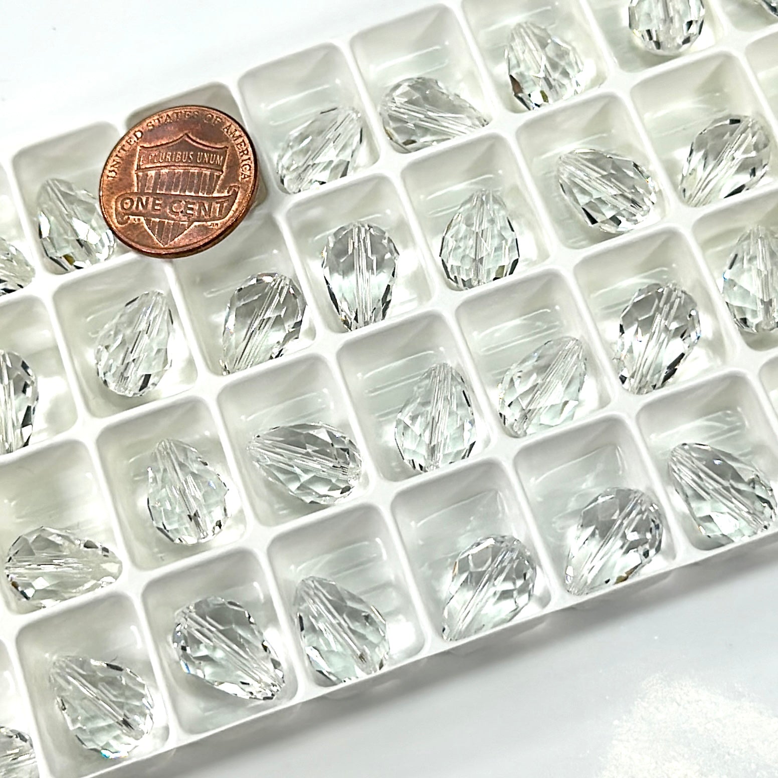 Clear Crystal Preciosa Czech Machine Cut Pear Crystal Beads tear drop shape in size 13.5x9mm 12 pieces J148