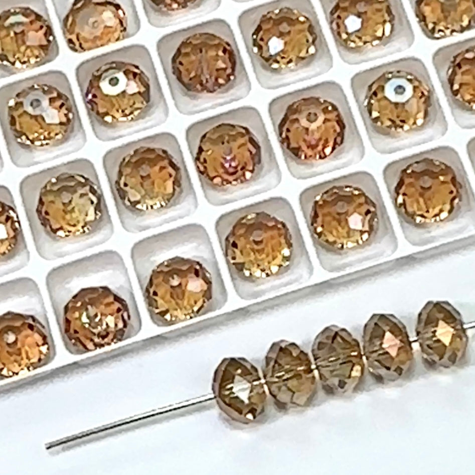 Crystal Celsian coated, Czech Machine Cut Bellatrix Crystal Beads, Preciosa 451-19-002, 6mm, 8mm, 12mm, brown spacer beads, #5040 Briolette cut