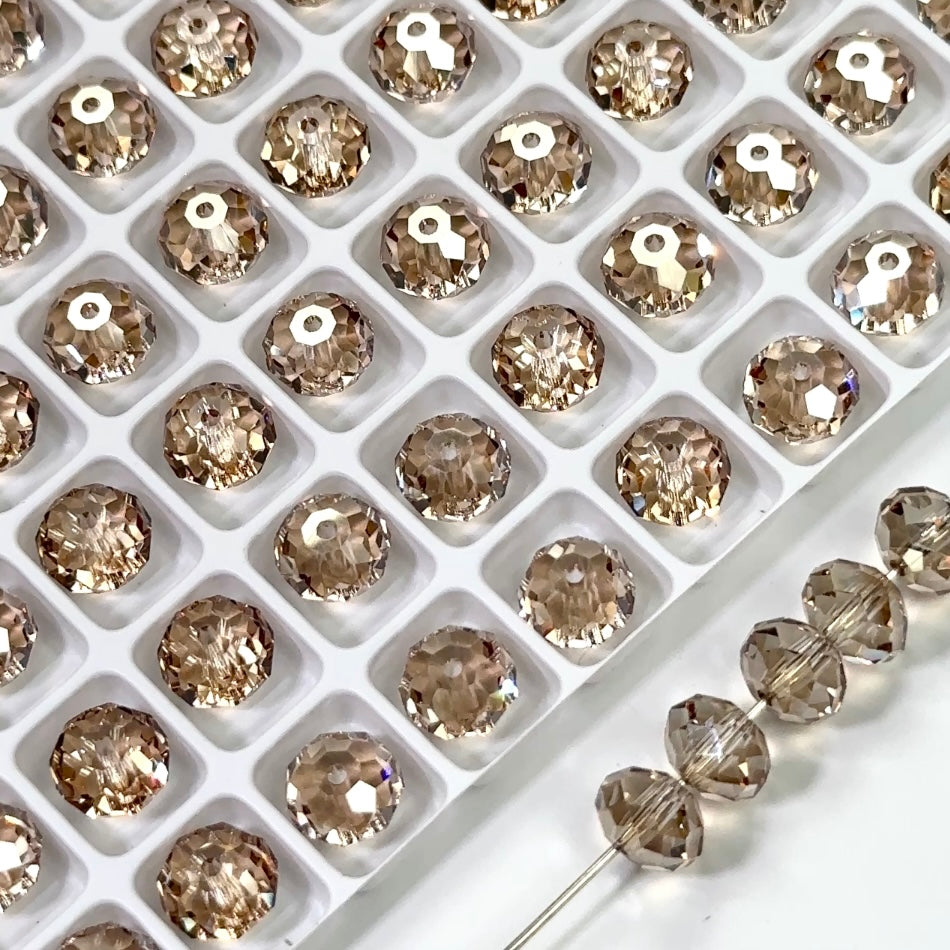 Crystal Honey coated, Czech Machine Cut Bellatrix Crystal Beads, Preciosa 451-19-002, 6mm, 8mm, 12mm, beige spacer beads, #5040 Briolette cut