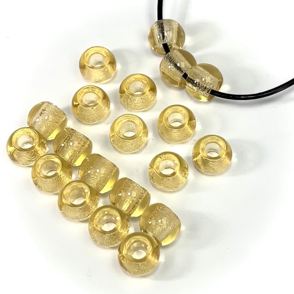 Czech Glass Druk Large Hole Beads 12mm Light Topaz brown with matted hole 12pcs J511