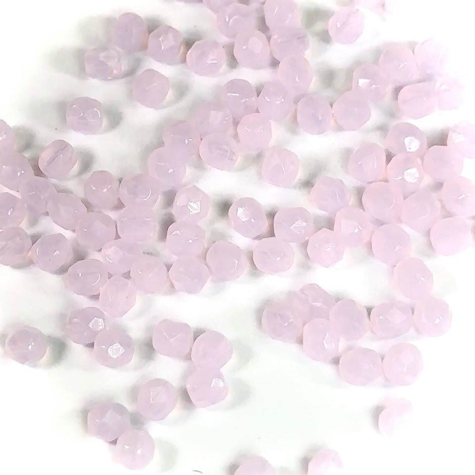 Pink Alabaster Czech Fire Polished Round Faceted Glass Beads 4mm 100pcs J524