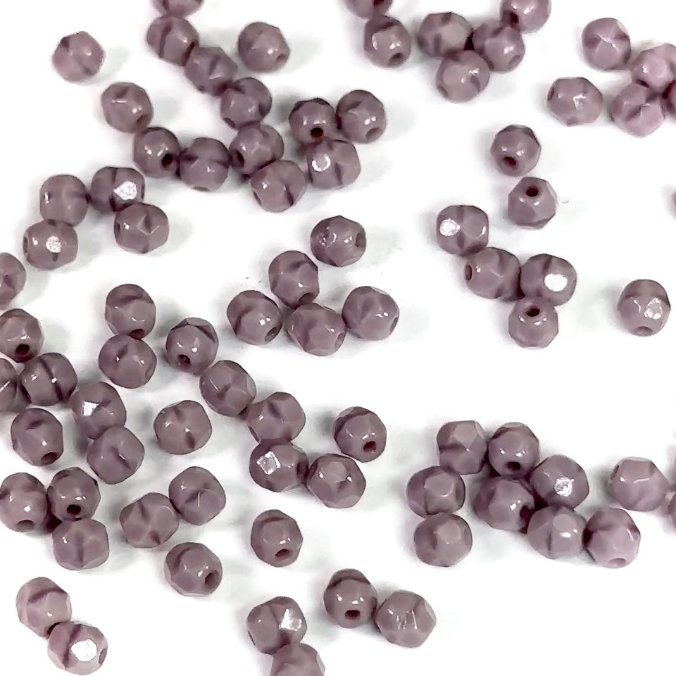 Violet Silk Opaque Czech Fire Polished Round Faceted Glass Beads 4mm 100pcs J537